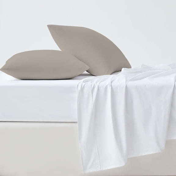 100% Cotton King Pillowcases, 400 Thread Count Sateen Green Wrinkle-Resistant 2- Piece Set Taupe by Purity Home