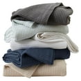 thumbnail image 1 of 100% Cotton King Size Bed Blanket - Blue Waffle Weave Lightweight Summer Layering Blanket - 102x90in Prewashed Breathable, Woven, 1 of 7