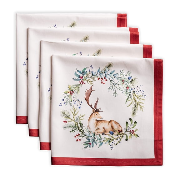 100% Cotton Kitchen Cloth Napkins Holly Time Maison d' Hermine Soft & Comfortable Set of 4 for Family Dinners Dining Cocktail Parties Wedding use Thanksgiving/Christmas 38 Inch x 20 Inch