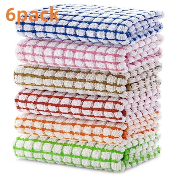 100% Cotton Kitchen Dish Towels,16 Inch x 25 Inch Absorbent Dish Cloths 6 Pack Kitchen Towels,for Drying Dishes and Table