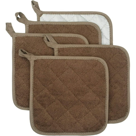 100% Cotton Kitchen Everyday Basic Terry Pot Holders Heat Resistant Coaster Potholder for Cooking and Baking Set of 5