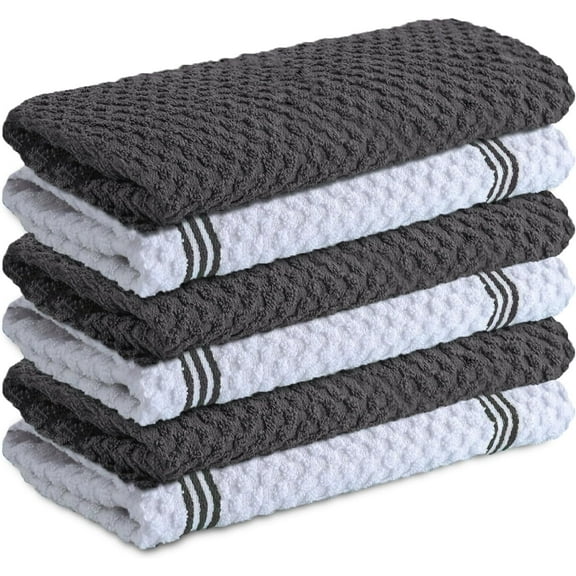 100% Cotton Kitchen Towels - 15x25 Inch Ultra Soft Tea Towel, Super Absorbent Terry Dish Towels for Kitchen Linens |Grey|