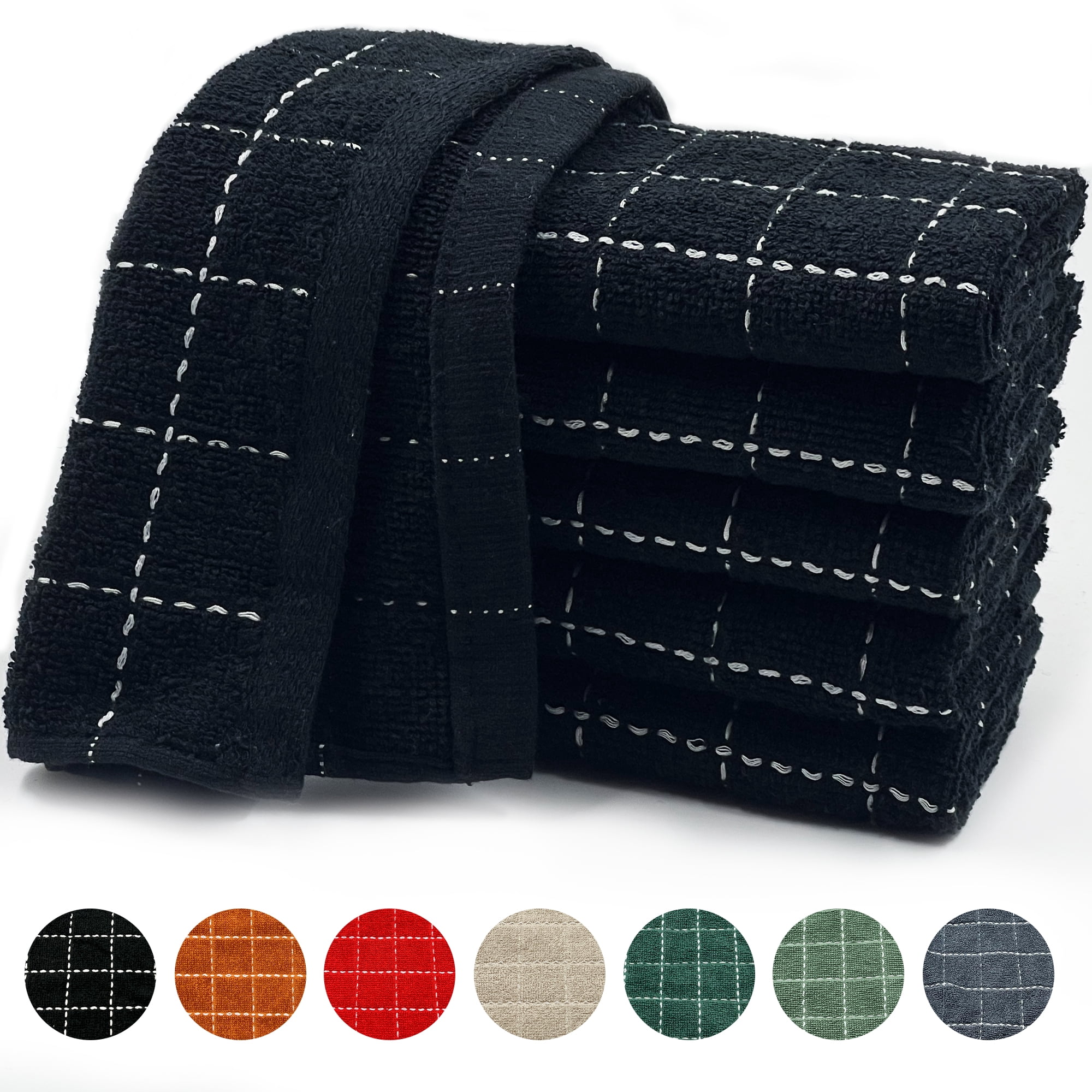 Homieway 100% Cotton Kitchen Dish Towels, Super Soft and Absorbent Dish Cloths Washing Drying Dishes, 12" x 12", Black, 6 Pack - Walmart.com