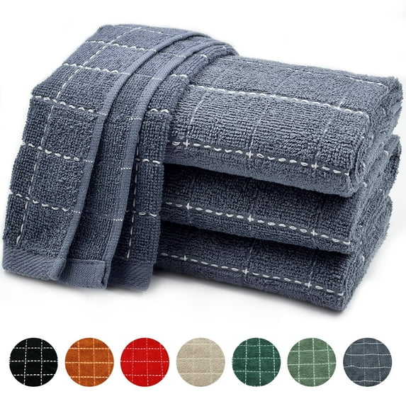 Homieway 100% Cotton Kitchen Dish Towels, Super Soft and Absorbent Dish Cloths Washing Drying Dishes, 15" x 25", Gray, 4 Pack