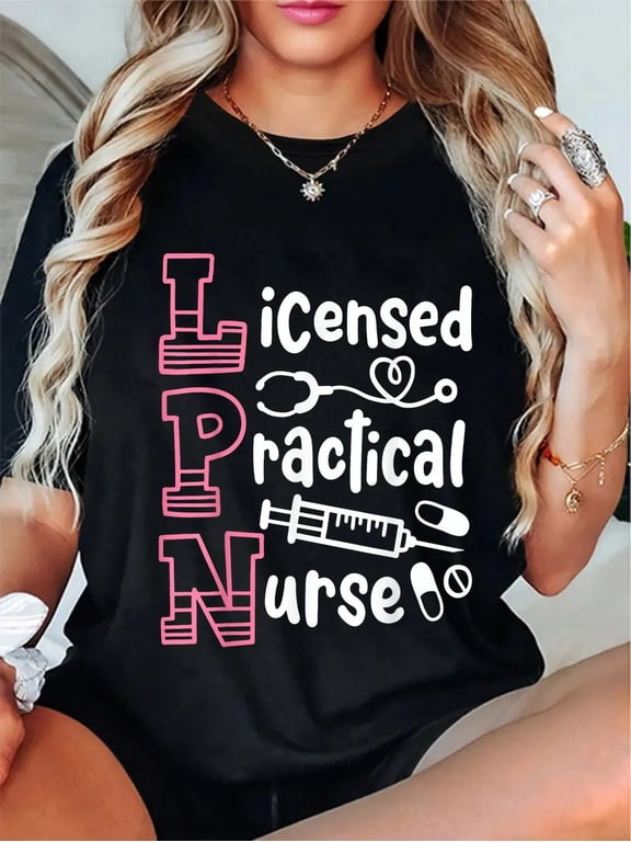100% Cotton LPN Licensed Practical Nurse Graphic T-Shirt, Funny Nursing Career Short Sleeve Casual Tee, Healthcare Worker Appreciation Shirt, Unisex Adult Gift for Men and Women