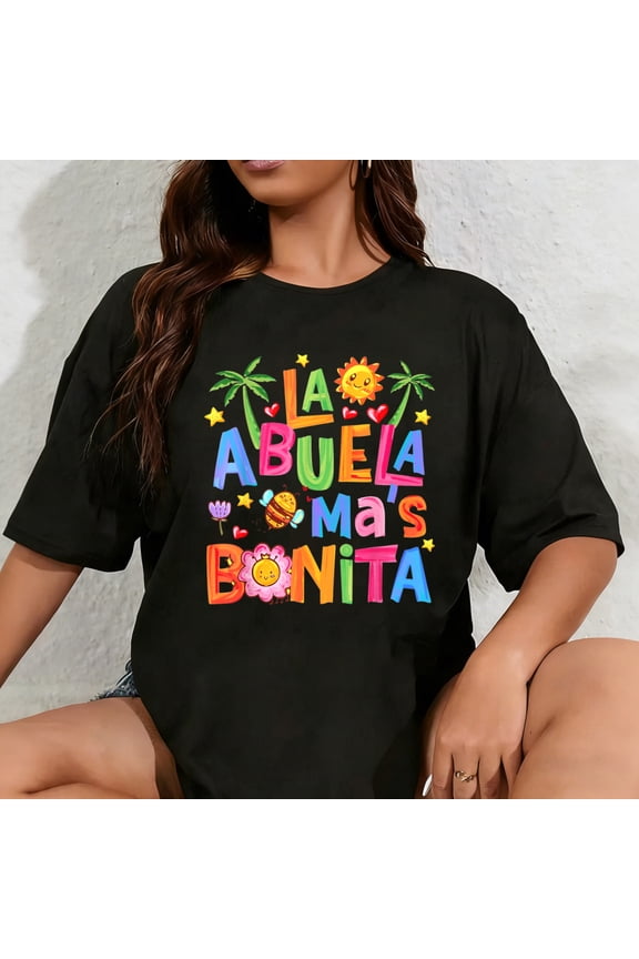 100% Cotton La Abuela Más Bonita Mom Cute Abuela Grandma Mother's Day T-Shirt