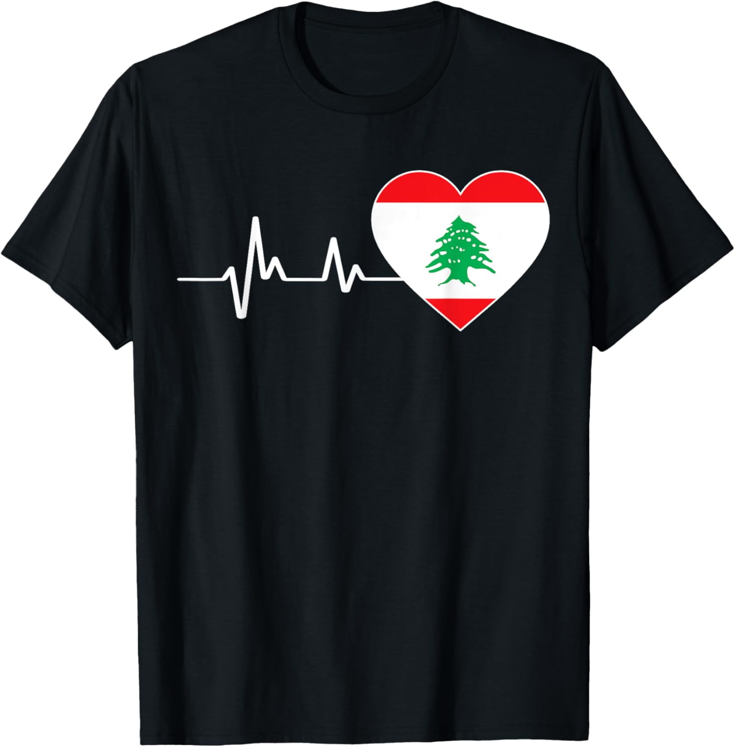 100 Cotton Lebanon Flag Heartbeat As Lebanon Map For Lebanese TShirt