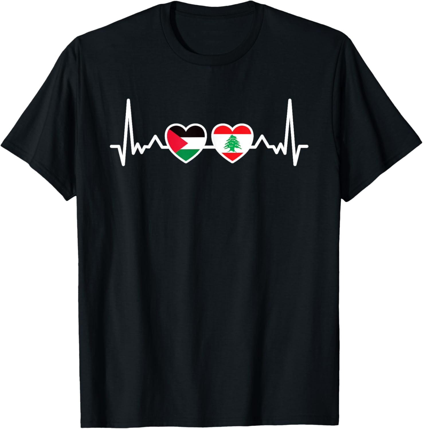 100 Cotton Lebanon Palestine Flag Lebanese Palestinian Unity Heartbeat
