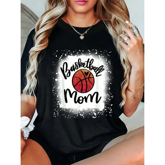 100% Cotton Leopard Bleached Basketball Mom Game Day Gift T-Shirt