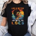 thumbnail image 1 of 100% Cotton Life Is Better With Locs Vintage African American Woman T-Shirt Retro Design Black Girl Magic Graphic Tee Unisex Fashion Shirt, 1 of 5