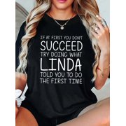 100% Cotton Linda Linda Listen Linda T-Shirt Funny Tee Gift Listen Linda T-Shirt Women T Shirt, Short Sleeve Round Neck Casual Top For Summer & Spring, Womens Clothing