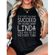100% Cotton Linda Linda Listen Linda T-Shirt Funny Tee Gift Listen Linda T-Shirt Women T Shirt, Short Sleeve Round Neck Casual Top For Summer & Spring, Womens Clothing