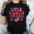 thumbnail image 1 of 100% Cotton Little Valentine In The Making Pregnancy Announcement Baby Footprints Heart Design For Expecting Moms T-Shirt, 1 of 5
