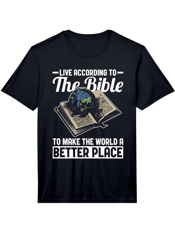 100% Cotton Live According to Bible Jesus Christ Faith Christian Performance T-Shirt