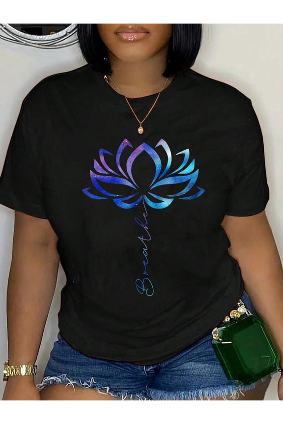100% Cotton Lotus Flower Yoga Shirt Breathe Meditation Gift Peace Love T-Shirt Women's Men's Graphic Tee Casual Tops