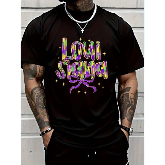 100% Cotton Louisiana Coquette Bow Mardi Gras T-Shirt Graphic T-shirts for men and women