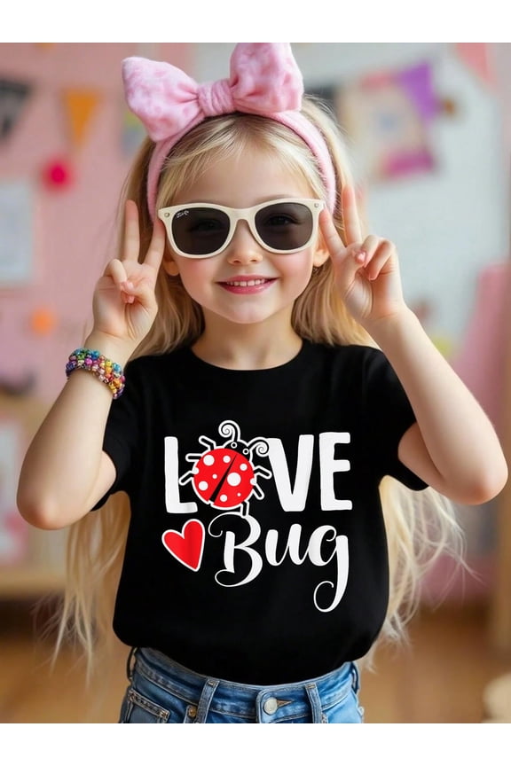 100% Cotton Love Bug Cute Valentine's Day Party Ladybug Kid T-Shirt Graphic T-shirts for boys and girls