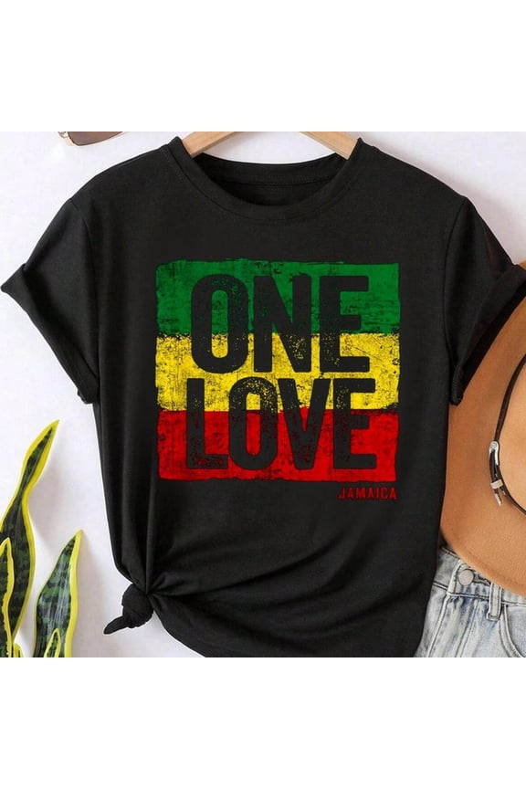 100% Cotton Love Jamaica Reggae Vintage Womens Mens Jamaican Souvenir T-Shirt