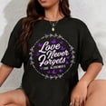 thumbnail image 1 of 100% Cotton Love Never Forgets End Alz Alzheimer's Awareness Butterfly T-Shirt, 1 of 5