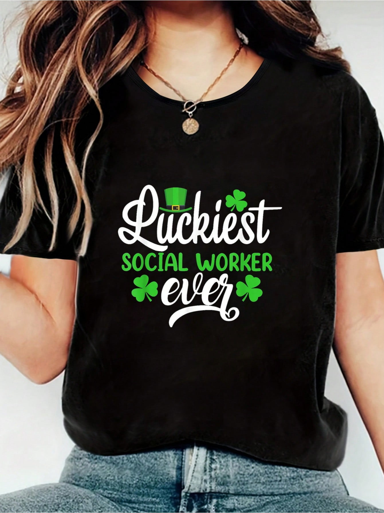 100% Cotton Luckiest Social Worker Ever Funny St Patrick's Day ...