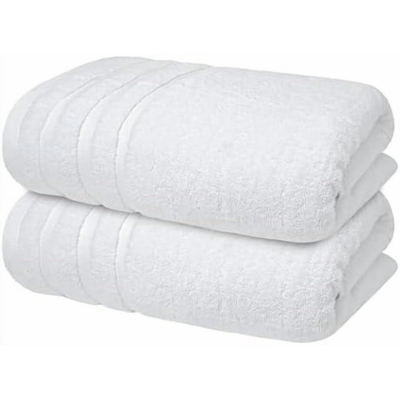 100% Cotton Luxury Bath Towels Set of 2 (27x54 Inches) (Brilliant White, Bath Towels - Pack 2)