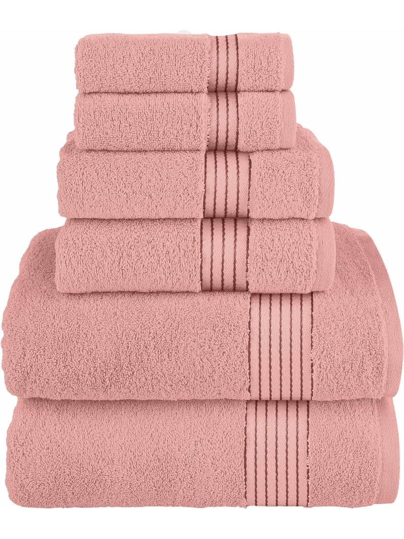 100% Cotton Luxury Bathroom Towels Set, Quick Dry,, Dusty Rose