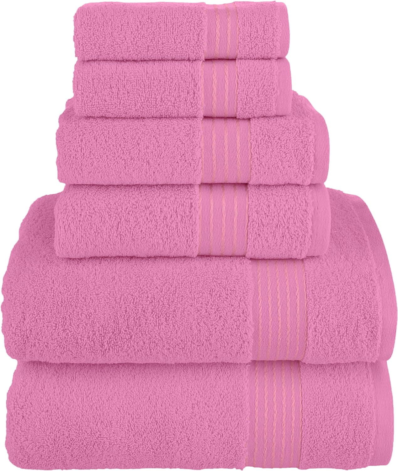 PiccoCasa Hand Towels 100% Cotton Soft Towel Set Hotel Spa Quality Towels 2  Pcs Pink 13x29