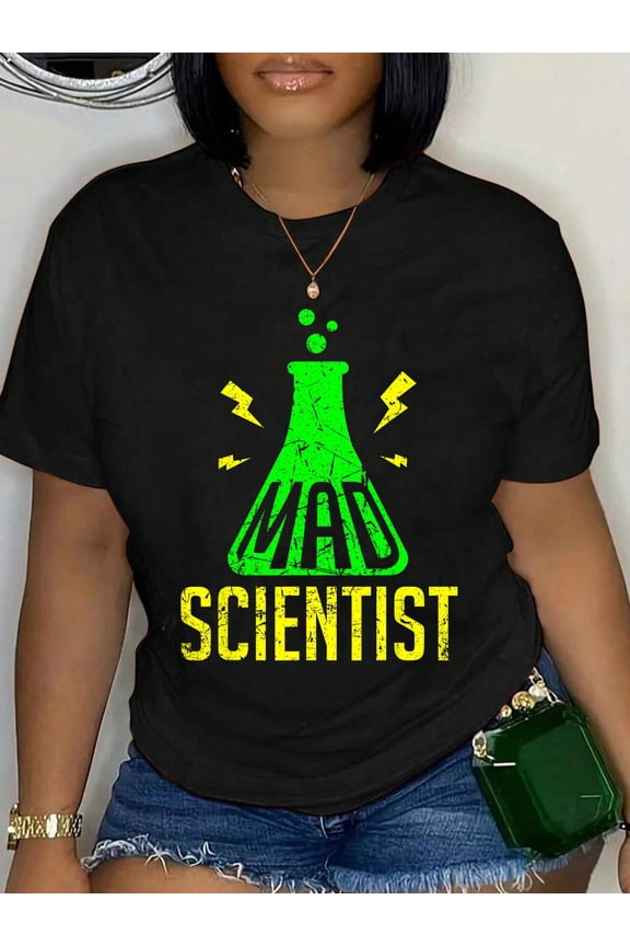 100% Cotton Mad Scientist T Shirt Science for Child Boys Girls Costume T-Shirt Women's Men's Graphic Tee Casual Tops