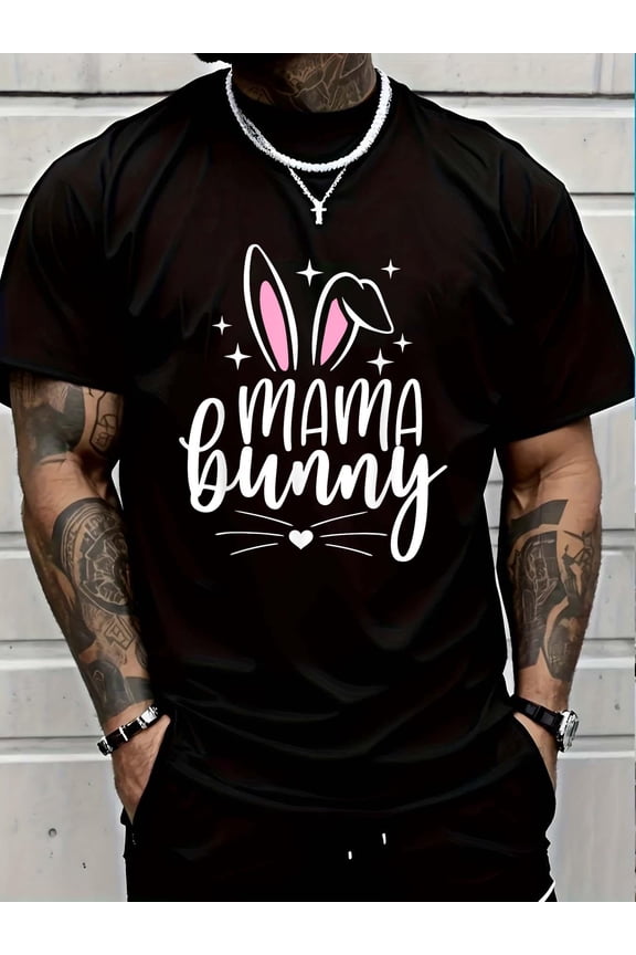 100% Cotton Mama Bunny Shirt Mom Womens Pregnancy Matching Family Easter T-Shirt Graphic T-shirts for men and women