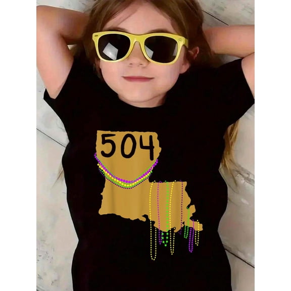 100% Cotton Mardi Gras 504 shirt for LA Native Street Party Fat Tuesday Kid T-Shirt Graphic T-shirts for boys and girls