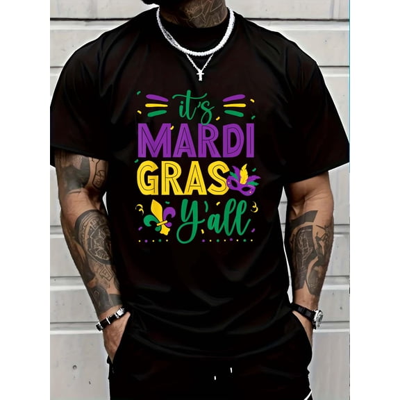 100% Cotton Mardi Gras Shirt Fun 2025 Mardi Gras Y'all Mens Womens Kids T-Shirt Graphic T-shirts for men and women