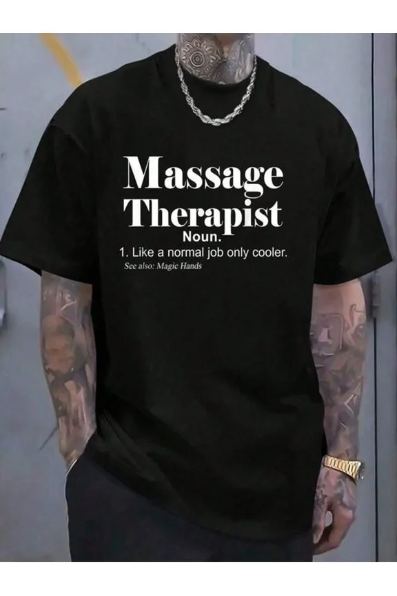 100% Cotton Massage Therapist Definition Massage Therapy T-Shirt Casual Short Sleeve Shirt Women's Men's Graphic Tee Causal Tops