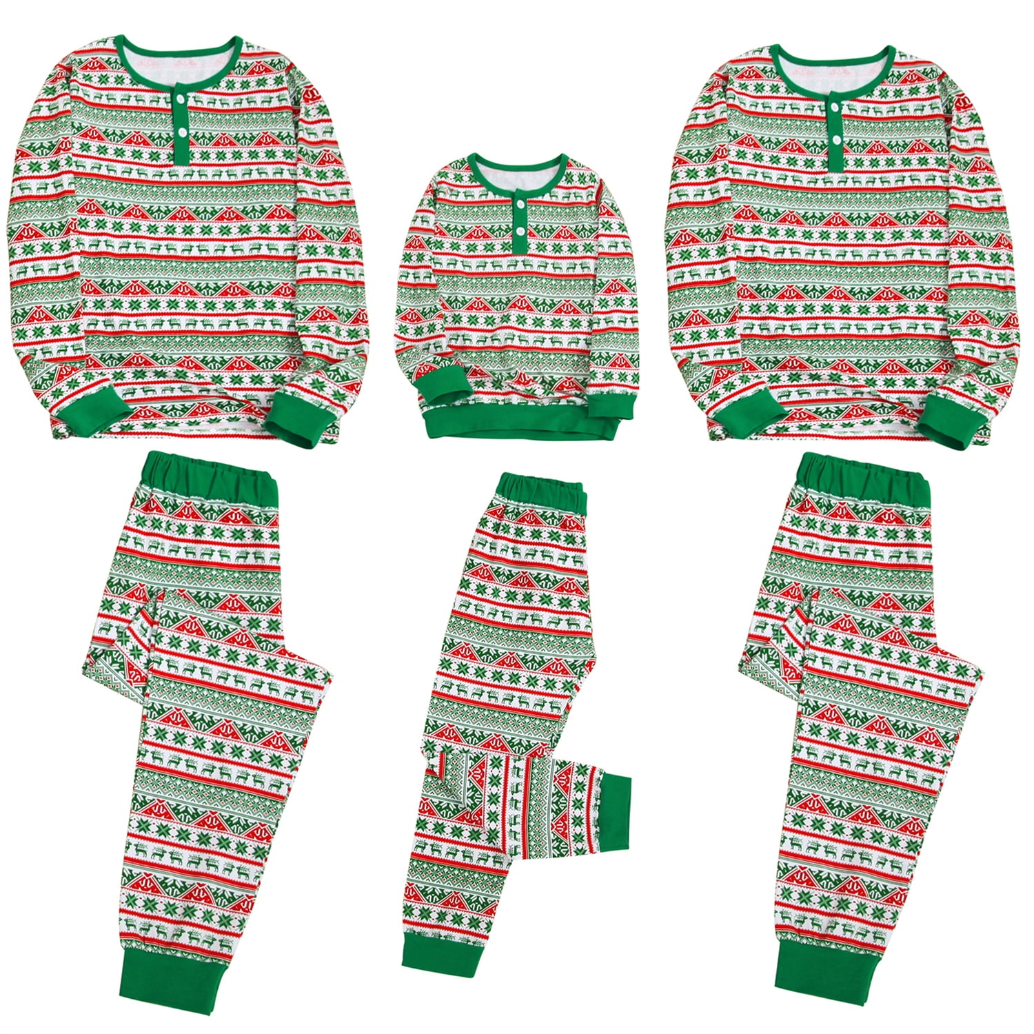 100% Cotton Matching Family Pajamas Sets Christmas PJ's Deer Print Top ...
