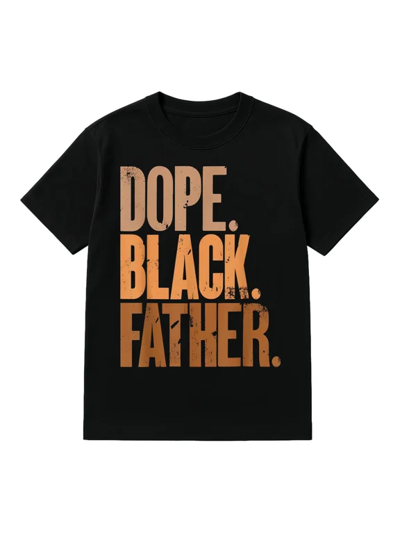 100% Cotton Men Gifts Black Dad Dope Black Father Fathers Day T-Shirt Cotton Crew Neck Short Sleeve Graphic Design for Casual Wear Golf Gift T-Shirt For Men and Women