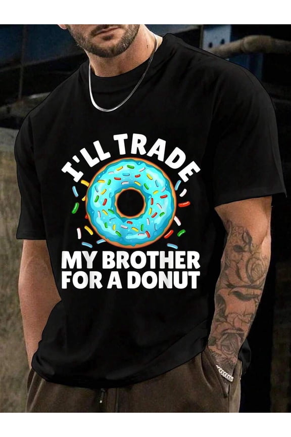 100% Cotton Men Graphic T Shirt Donut Art For Boys Girls Kids Brother Doughnut Lover Donuts