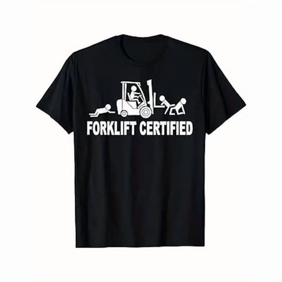 100% Cotton Men'S Graphic T-Shirt Retro Industrial Design with Forklift Operator & Lift Truck Print, All-Season Comfort Fit Crew Neck Short Sleeve Tee for Warehou Golf Gift T-Shirt For Men and Women