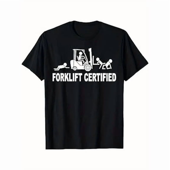 100% Cotton Men'S Graphic T-Shirt Retro Industrial Design with Forklift Operator & Lift Truck Print, All-Season Comfort Fit Crew Neck Short Sleeve Tee for Warehou Golf Gift T-Shirt For Men and Women