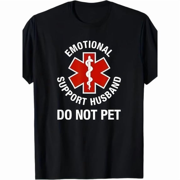 100% Cotton Men's Funny "Emotional Support Husband Do Not Pet" Graphic T-Shirt - Regular Fit Short Sleeve Casual Tee, Birthday Gift for Dad Husband Gift for Husb Golf Gift T-Shirt For Men and Women