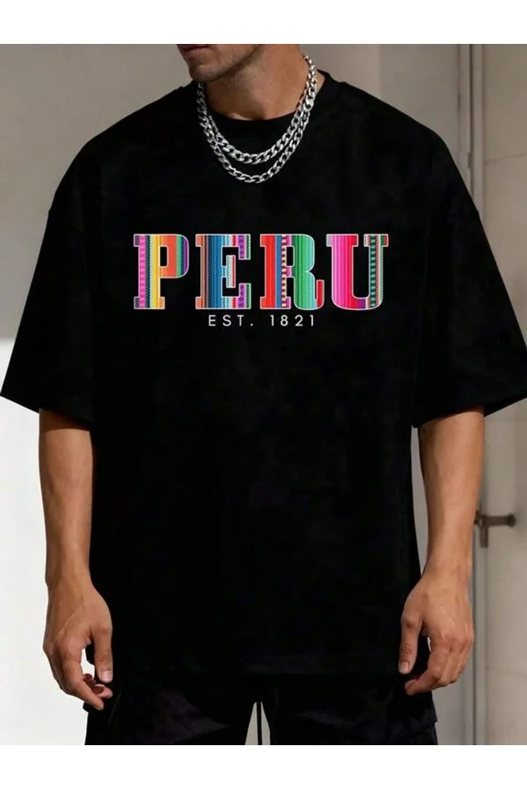 100% Cotton Men's T-Shirt Peru 1821 Peruvian Pattern Roots Peru-Shirt