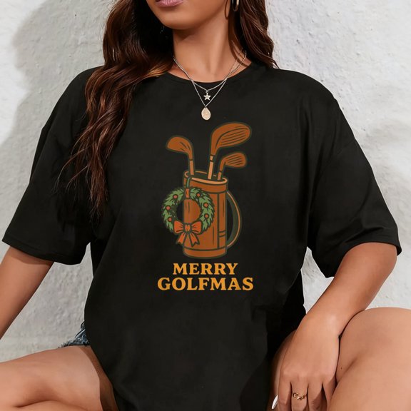 100% Cotton Merry Golfmas Funny Golf Christmas Design T-Shirt