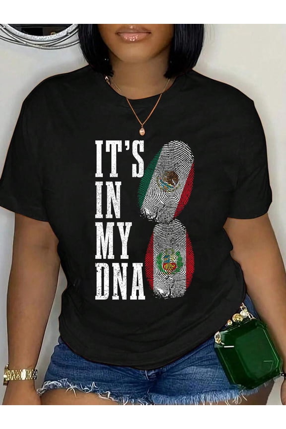 100% Cotton Mexico Peru in My DNA Mexican Peruvian Flag Pride Comfort Colors Adult Heavyweigh Women's Men's Graphic Tee Casual Tops