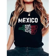 100% Cotton Mexico Vintage Mexican Flag Pride Hecho en Mexico Jersey T-Shirt Womens Graphic Tee Casual Tops