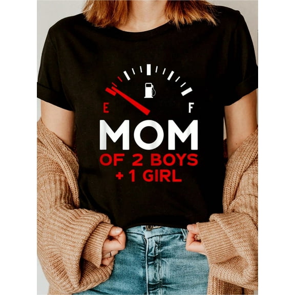 100% Cotton Mom Of 2 Boys And 1 Girl Mother's Day T-Shirt