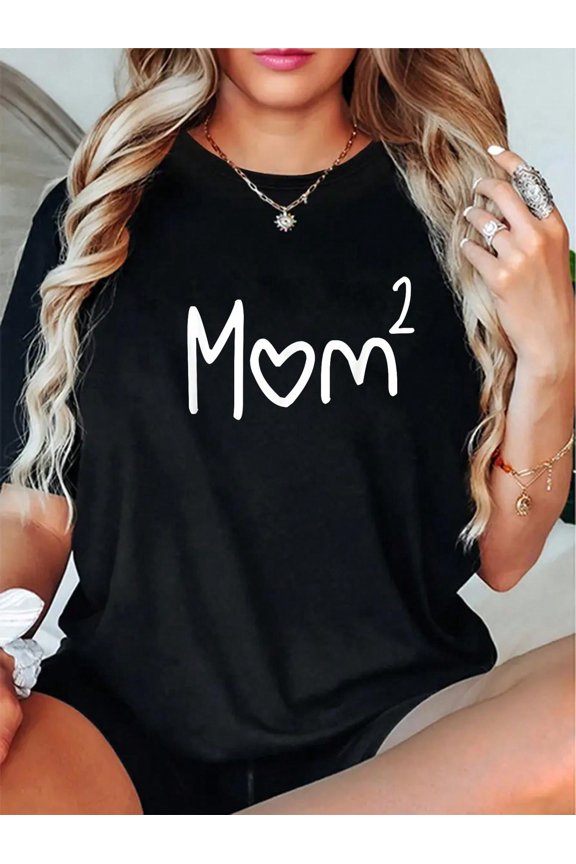 100% Cotton Mom Of Two Mother Day Shirt Mom 2 Squared Mommy Shirt T-Shirt