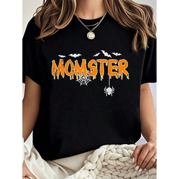 100% Cotton Momster Mom Mommy Matching Family Halloween Costume Women T-Shirt Summer Tees Women