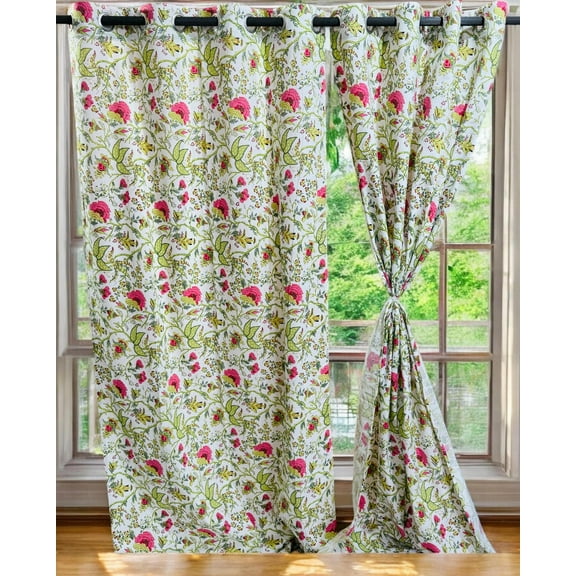 100% Cotton Multicolor Printed Curtains – Heavy/Thick Fabric – Set of 2 Window Panels