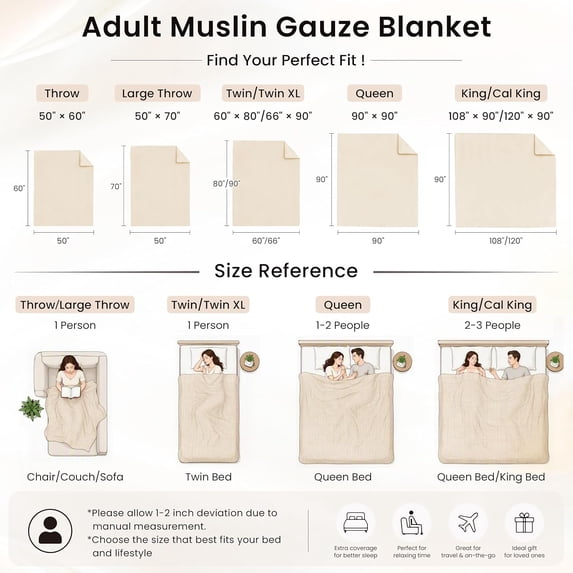 Sofa Layering 100% Cotton Muslin Blanket, 6-Layer Lightweight Breathable Gauze Throw ...