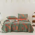thumbnail image 1 of 100% Cotton Muslin Blanket Jacquard Green Orange Floral Ginkgo Leaves Quilt, Soft Bed Cover Lightweight Breathable Gauzy Reversible Bedspread Coverlet Full/Queen(78"x94"), No Pillow Sham, 1 of 15