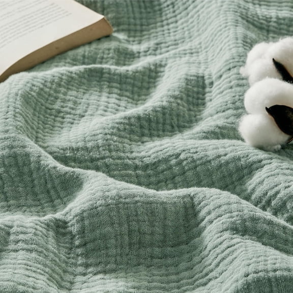 100% Cotton Muslin Blanket Queen Size 90x90 Inches Sage Green