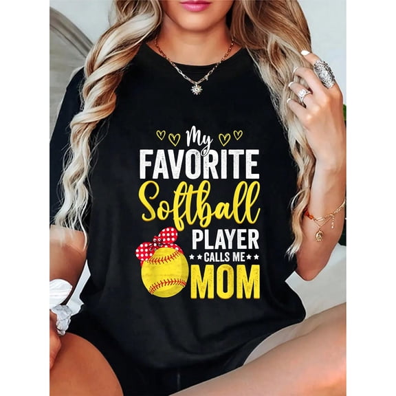 100% Cotton My Favorite Softball Player Calls Me Mom Softball Lover T-Shirt